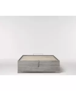 Letto 1 piazza e mezza "bed box" rovere grigio con rete, contenitore e piedini 120x190 cm